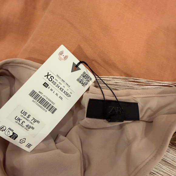 Zara champagne fringed skirt XS NWT - Picture 4 of 4